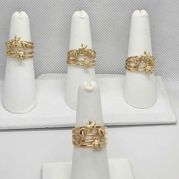 Brand New Brazilian 18k Gold Filled Sea Animals  Ring - Picture 3 of 4